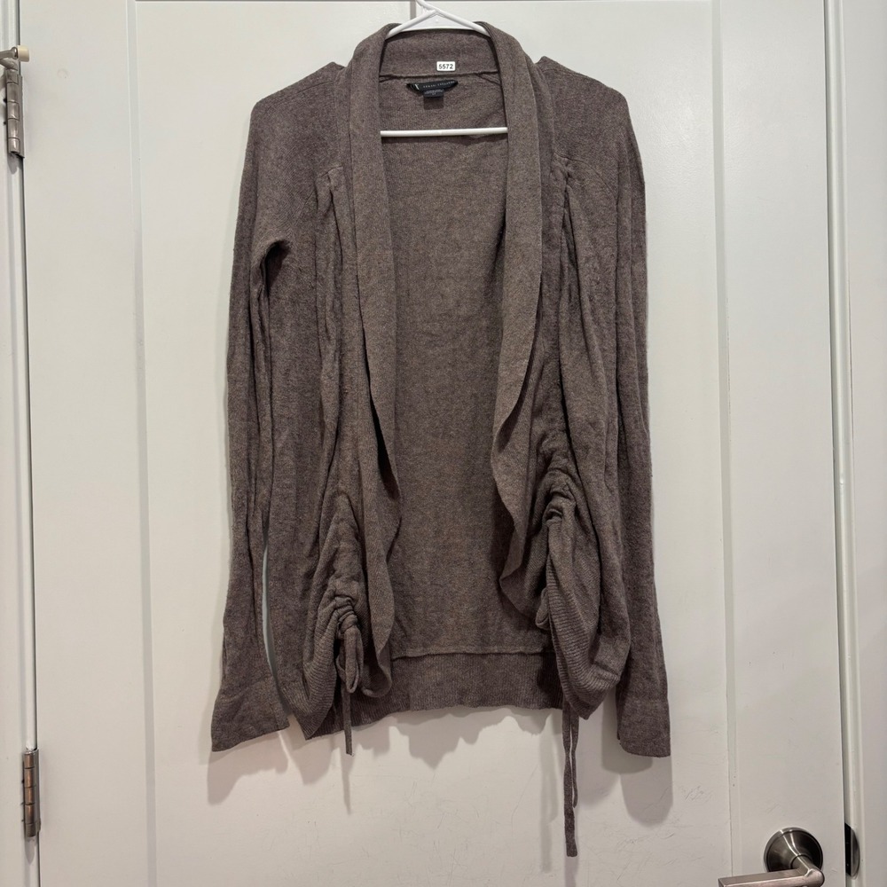 Armani Exchange Womens Brown Draped Open Front Cinched Side Cardigan Sweater S